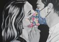 Safe Kissing, 2021, Acryl auf Leinwand, 80 x 80 cm